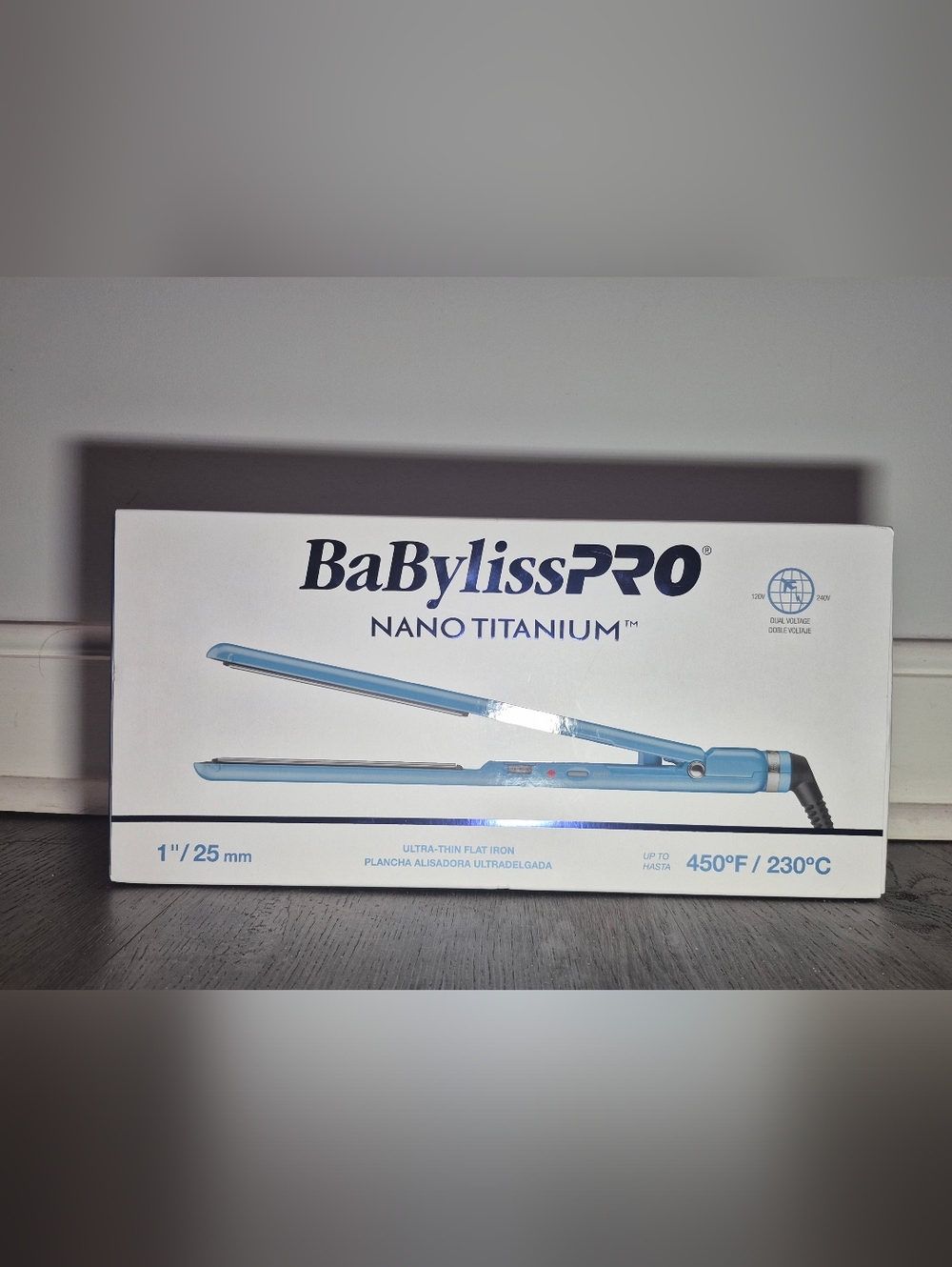BaBylissPRO Nano Titanium Blue Flat Iron